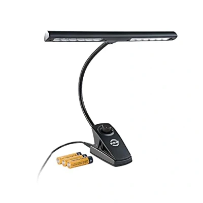 Obrázek K&amp;M 12295 Světlo na noty Stmívač Light Černá 30 cm stínidlo lampy klip s husím krkem, 2 x 1400 luxů