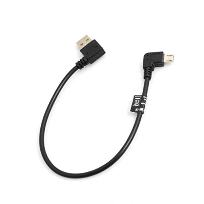 Obrázek System S Micro USB kabel 90 stupňů levý úhlový konektor na 2. 0 typ A (male) zahnutý datový nabíjecí cca 27 cm