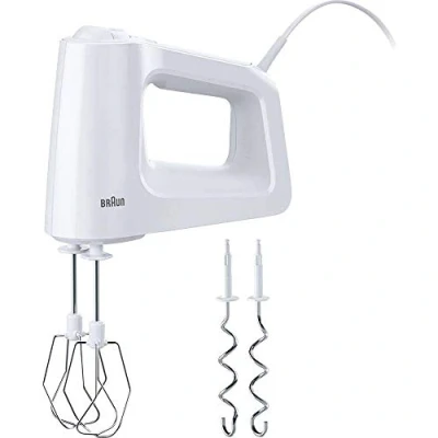 Obrázek ruční mixér Braun MultiMix 3 HM 3000 s 5 rychlostními stupni a funkcí Turbo, vč. šlehací metla hnětací háky, 450 W, bílý