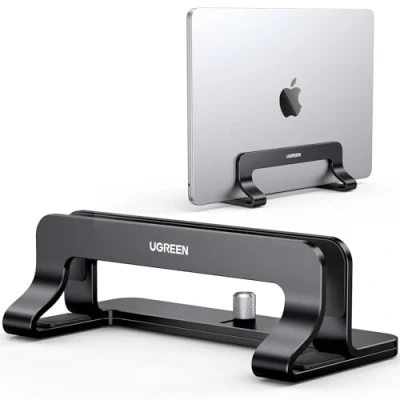 Obrázek UGREEN vertikální stojan na laptop hliník prostorově úsporný držák s tepelnou základnou pro laptopy, MacBook Air, Pro, Samsung, iPad, tablety