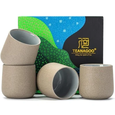 Obrázek TEANAGOO Japonský šálek na čaj z keramiky, 205 ml, tmavě šedý, H4, japonské šálky čaj, čínský asijské