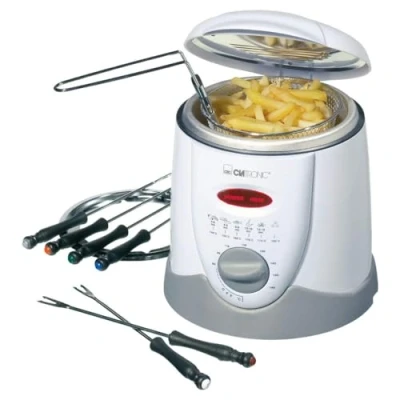 Obrázek Clatronic® fritéza na fondue 2v1 vč. 6 vidliček pro čokoládové a sýrové 1 litr oleje/tuku ovládací panel s kontrolním displejem kryt Cool Touch 840