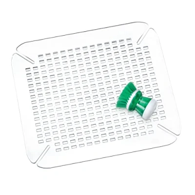 Obrázek iDesign tapis fond évier, grand vaisselle plastique PVC pour évier ou lavabo, avec structure grillagée favorisant l&#039;écoulement, transparentní