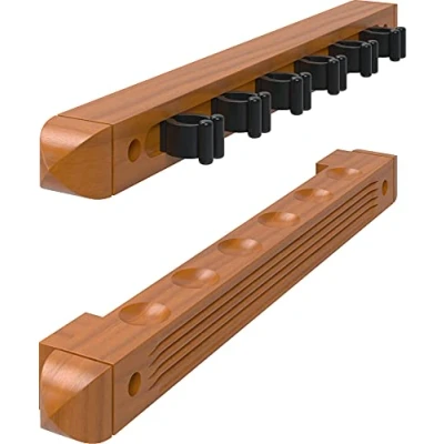 Obrázek Fat Cat Billardqueue Rack aus Hartholz, zur Wandmontage, 2 teilig, Unisex Erwachsene, Holds 6 Cues, Eiche, Cues