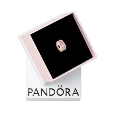 Obrázek PANDORA Růžový pavé klip ze 14karátového růžového zlata kovové slitiny s kubickými zirkony Moments Collection, kov, kubický zirkon.