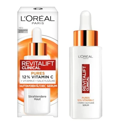 Obrázek L&#039;Oréal Paris 12% čisté sérum s vitaminem C, pro zářivý tón pleti a zmenšené póry, proti prvním známkám stárnutí pokožky, Revitalift Clinical, 1 x 30 ml