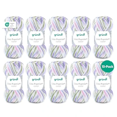 Obrázek Gründl Lisa Premium color (pletací a háčkovací příze ze 100 % polyakryl, 50 g / 133 m, tloušťka jehlic: 3,5 4,5, 10 x g), lipově zelená šeříková růže