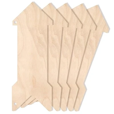 Obrázek Creative Deco 5 x dřevěná ručička směrovka přívěsek šíp 30 11 cm prázdná cedule k zavěšení dřevěné prkénko výřezy pro malování dekorace dárek a dřevěný štítek na dveře