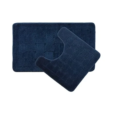 Obrázek Emma Barclay Orkney Bath Mat 9 teiliges rutschfestes Badematten Set, Polypropylen (PP), Navy, 45x75cm