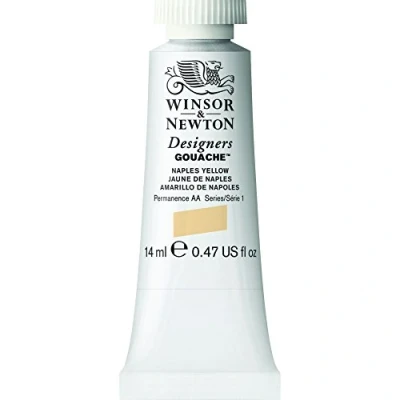 Obrázek Winsor &amp; Newton 605422 Designer kvaš Neapolově žlutá, tuba 14 ml matné krycí barvy kvaše, ideální pro kvašové malířství, brilantní, stálobarevné s velkou silou