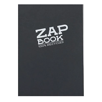 Obrázek Clairefontaine 3364C Skicák / kreslicí sešit Zap Book DIN A4 21 x 29,7 cm, lepený, 160 listů 80 g 100% recyklovaný papír, ideální pro rychlé poznámky a návrhy, černý, 1 kus