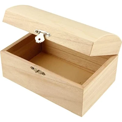 Obrázek Creativ Create Crafts 575440 truhla s pokladem ze dřeva se zakřiveným víkem a kovovým uzávěrem, hnědá, 16,5 x 11 8,55