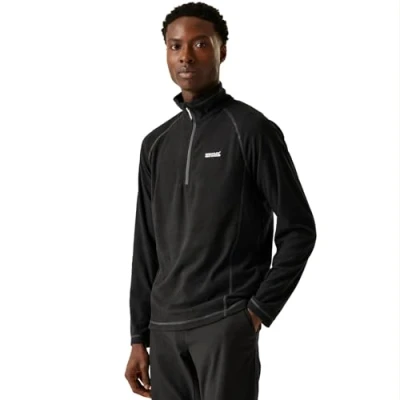 Obrázek Regatta Pánský Montes Lightweight Mini Stripe microfleece Zip Neck Fleece, černá