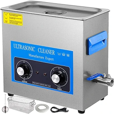 Obrázek VEVOR ultrazvukový čistič Knob Control 6,5 l, čisticí přístroj 220 V, s topením, šperků, 40 kHz, digitální 300 W