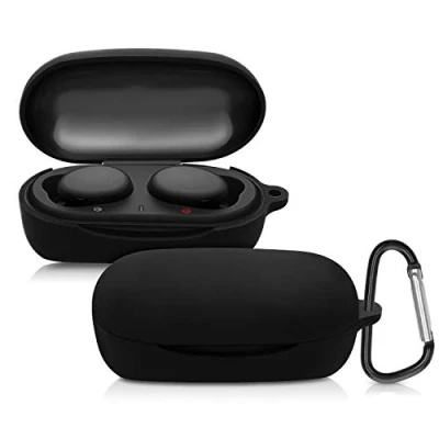 Obrázek kwmobile pouzdro kompatibilní se Sony WF XB700 True Wireless Sluchátka Case TPU Silikon Cover Ochranné v černé barvě