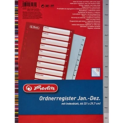 Obrázek Herlitz 10841252 rejstřík 1 10, 21 x 29,7 cm, PP s euroděrováním
