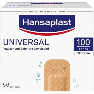 Obrázek Hansaplast Univerzální náplast (100 pruhů), odpuzující nečistoty a vodu, velká sada náplastí se silnou přilnavostí