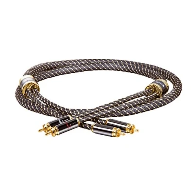 Obrázek Dynavox Black Line High End Cinch kabel Stereo, prémiový RCA s vícenásobným odstíněním, vysoce čistá měď, konektor pozlacený 24k 1,5 m