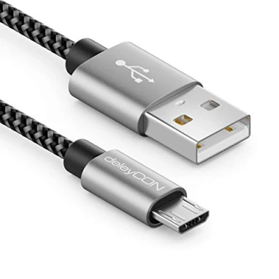 Obrázek deleyCON 1,5 m Nylon Micro USB kabel nabíjecí datový kovová zástrčka nabíjení &amp; synchronizace mobilní telefon smartphone tablet