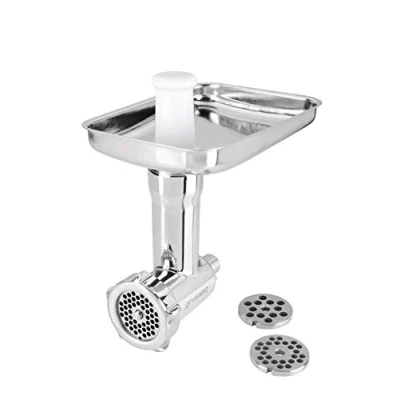 Obrázek grossag mlýnek na maso z ušlechtilé oceli kompatibilní s kuchyňským robotem Kitchen Aid, vhodný do myčky nádobí nástavec vč. 3x stopky děrovacího kotouče příslušenství pro