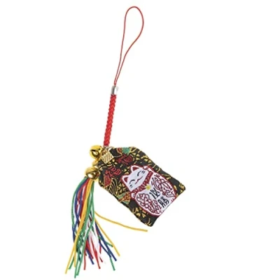 Obrázek Lachineuse Japanisches Omamori Maneki Neko, um Glück, Glück &amp; Wohlstand anzuziehen Glücksbringer zum Aufhängen traditionelles Amulett japanische Katze