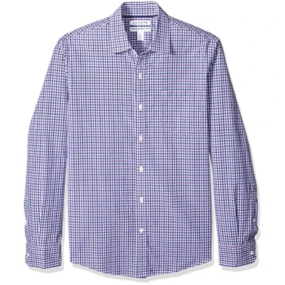 Obrázek Amazon Essentials Herren Langärmeliges Hemd aus Popeline, Schmale Passform, Blau Purpur Vichy Muster, L