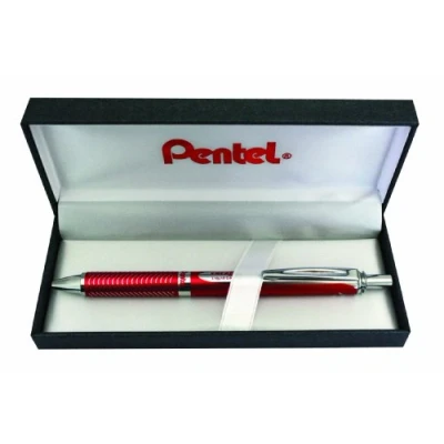 Obrázek Pentel BL407B BOX EnerGel Liquid gelový váleček Sterling s matně červeným pouzdrem, tloušťka linky 0,35 mm, průměr kuličky 0,7 černý