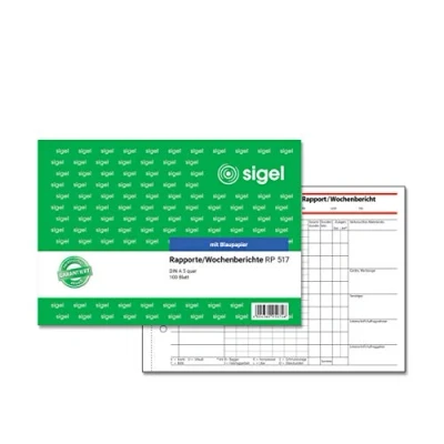 Obrázek Sigel RP517 raport/týden zpráva, A5 na šířku, 100 listů, Barva 1 kus