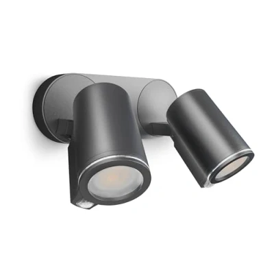 Obrázek Steinel LED zářič Spot DUO SC Connect, chytré venkovní nástěnné svítidlo, hlásič pohybu, stmívatelný, ovládání přes aplikaci, časový plán, 7 W, 3000 K, antracit