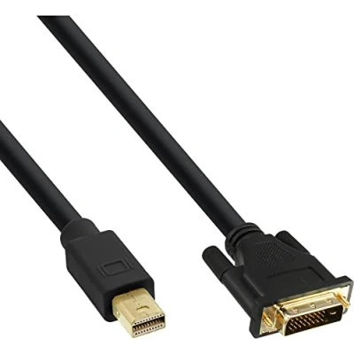 Obrázek InLine 17224 Mini DisplayPort k DVI kabelu, konektor na D 24+1, černá/zlatá, 1,5 m