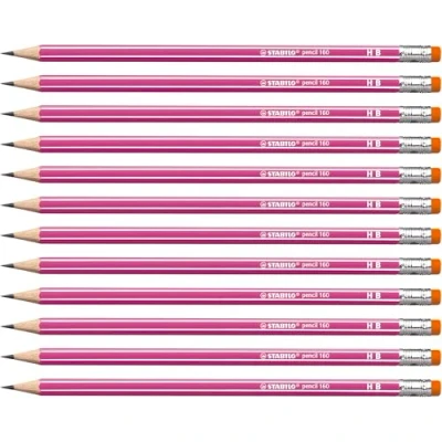 Obrázek Bleistift mit Radierer STABILO pencil 160 in pink 12er Pack Härtegrad HB