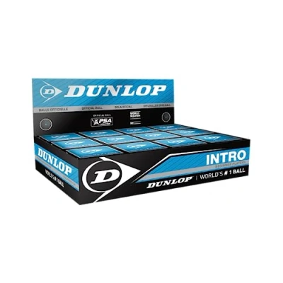 Obrázek Dunlop Squashové míčky Intro modré, 12 kusů, pro začátečníky a amatérské hráče rychlost rychlá