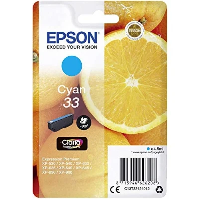 Obrázek Epson EP62620 Original 33 inkoust oranžová (XP 530, XP 630, 635, 830, 540, 640, 645, 900, 7100), azurová