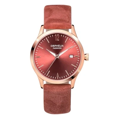 Obrázek Orphelia Fashion dámské analogové Quartz hodinky Suede s koženým řemínkem, Stará růže, Pásek