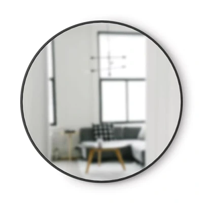 Obrázek Umbra Nástěnné zrcadlo Hub kulaté pro předsíň, koupelnu, obývací pokoj a více, černé, průměr 94 cm