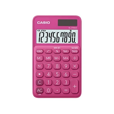 Obrázek CASIO Kapesní kalkulačka SL 310UC, 10místná, trendové barvy, výpočet daně, rozdělení tisíců, provoz na solární / baterii, 1 kus, 0,8 x 7 11,8 cm