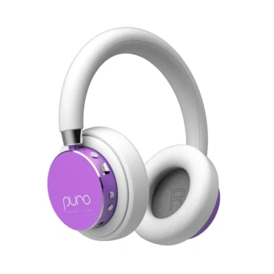 Obrázek Puro Sound Labs BT2200 Plus Bluetooth sluchátka omezující hlasitost pro děti bezpečnější studiová kvalita a izolace hluku fialová