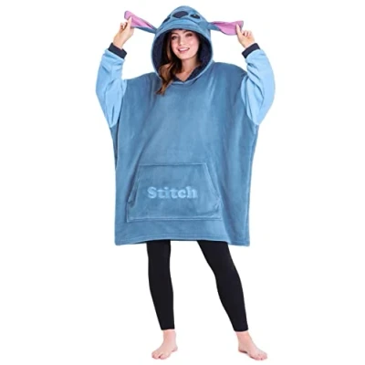 Obrázek Disney Stitch Nadměrná mikina s kapucí dámská teenager, fleece oversized svetr rukávy jedna velikost dámské dárky, Modrá