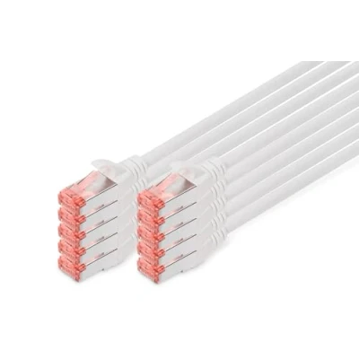 Obrázek DIGITUS LAN kabel Cat 6 5 m 10 kusů RJ45 síťový S/FTP postroje kompatibilní s 6A &amp; 7 šedý