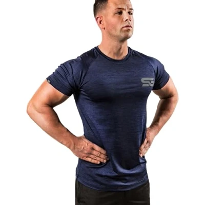 Obrázek Satire Gym® fitness Slim Fit tričko pánské/funkční &amp; rychle schnoucí pánské sportovní s krátkým rukávem jako kulturistika cvičení do tělocvičny,
