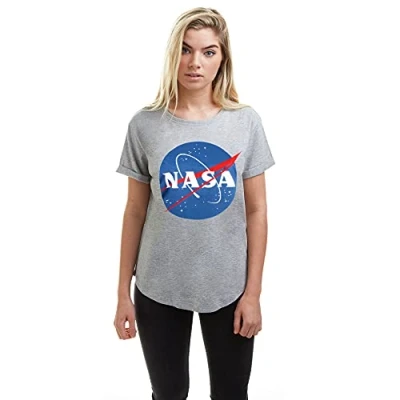 Obrázek Nasa Damen Circle Logo T Shirt, Grau (Grey Marl Spo), M EU