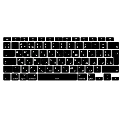 Obrázek MiNGFi Ruská silikonová klávesnice ochrana kryt pro MacBook Air 13&quot; Touch ID model M1 A2337 A2179 (2020+) EU/ISO rozložení černá