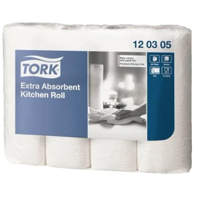 Obrázek Tork Extra savá kuchyňská role bílá, Premium, 3vrstvá, 4 x 51 listů, 120305