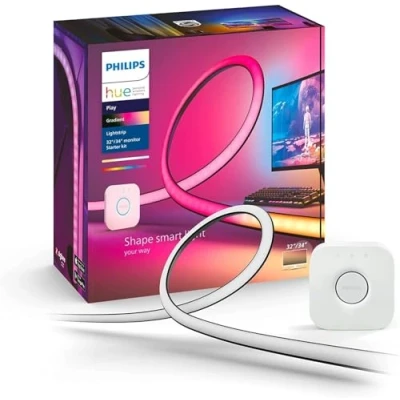 Obrázek Philips Hue White &amp; Color Ambiance Play Gradient, PC Lightstrip pro 2427 palců, stmívatelný, 16 milionů barev, ovládání pomocí aplikace, startovací sada, vč. Bridge, kompatibilní s Amazon Alexa