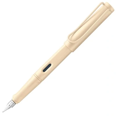 Obrázek Lamy safari cream plnicí pero s ergonomickou rukojetí a leštěným ocelovým hrotem v šířce linky F robustní ASA plast vč. inkoustové kazety T 10 modré pro praváky