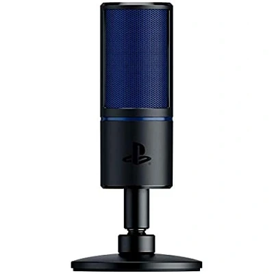 Obrázek Razer Seiren X für Playstation USB Kondensator Mikrofon Streaming auf der PS4 und PS5 (Kompakt mit Schockdämpfer, Superniere Aufnahmemuster, Stumm Taste) Schwarz Blau