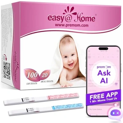 Obrázek Easy@Home Kinderwunsch 100 x Ovulationstest Fruchtbarkeitstests und 20 Schwangerschaftstests für Eisprung Unterstützt von Premom Ovulation APP, LH + HCG Tests