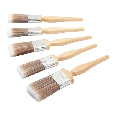 Obrázek Fit For The Job FFJDBS5 Heimwerker Pinselset Diamond für glattes Finish mit Dispersions, Glanz und Satinfarben auf Wänden, Decken, Möbeln, Holz Metall, Beige, Silver, 5 teiliges Set, Stück