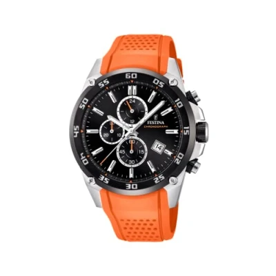 Obrázek Festina Unisex hodinky pro dospělé Chronograf Quarz s koženým řemínkem F20330/4, stříbrná, páskem