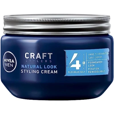 Obrázek NIVEA MEN Styling Cream v balení po 1 ks (1 x 150 ml), krém na vlasy pro tvarovatelné držení bez vytvrzení, flexibilní gel přirozený vzhled